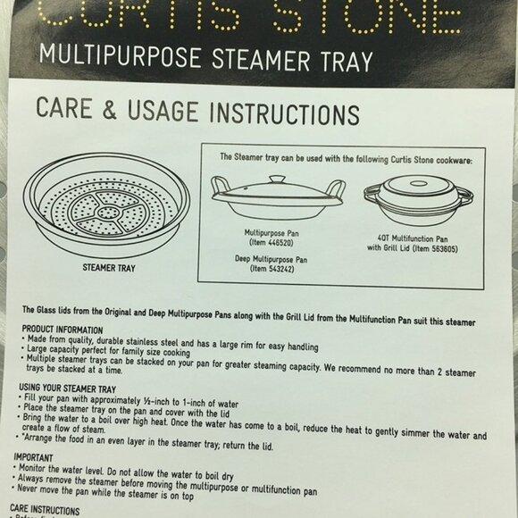 Curtis Stone Multipurpose Steamer Tray Stainless Steel NEW Fits in 12-3/8" Diam. - Picture 5 of 5